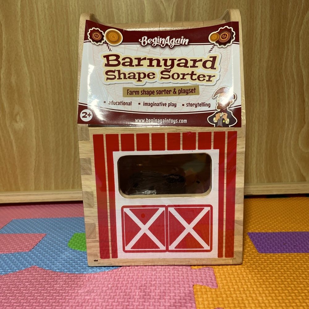 Begin Again Toys Wooden Barnyard Shape Sorter NIB